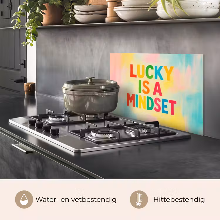 Spatscherm keuken - Quote - Lucky - Regenboogkleuren — 7