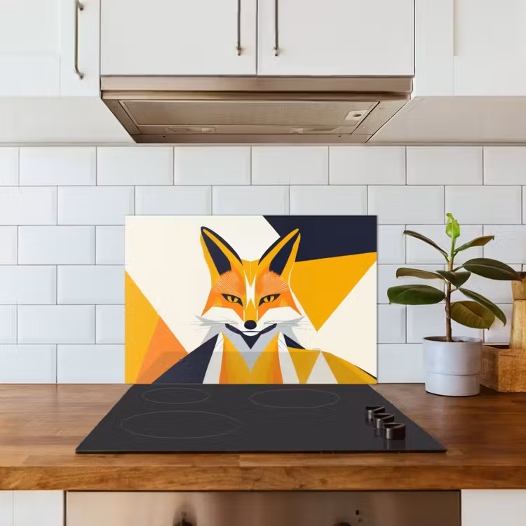 Spatscherm keuken - Vos - Oranje - Abstract - Driehoeken — 6
