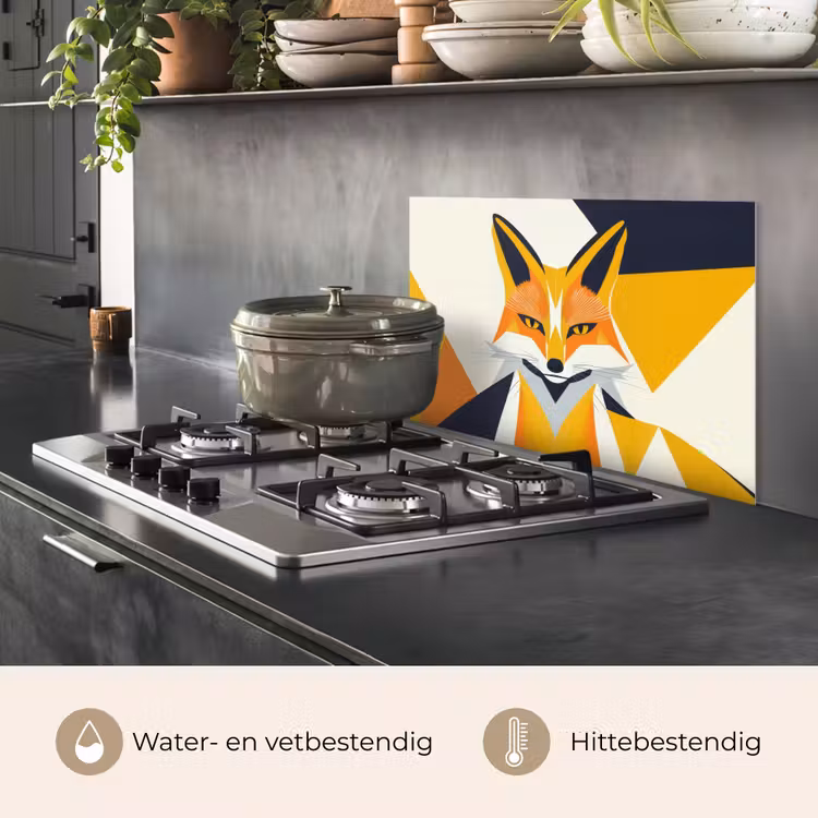 Spatscherm keuken - Vos - Oranje - Abstract - Driehoeken — 7