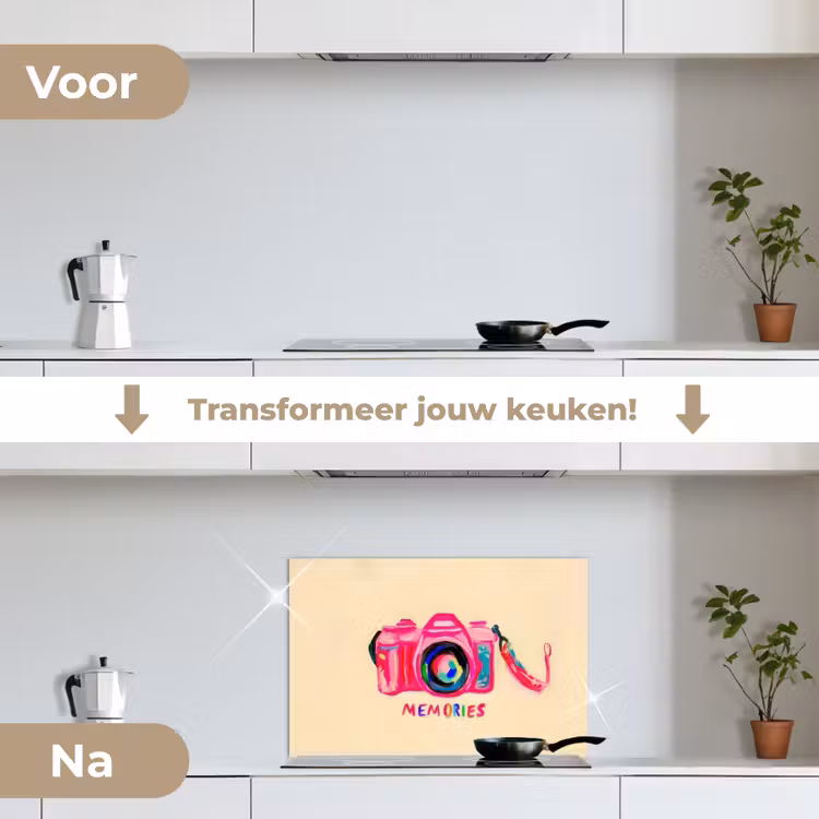 Spatscherm keuken - Camera - Memories - Roze - Geschilderd — 3