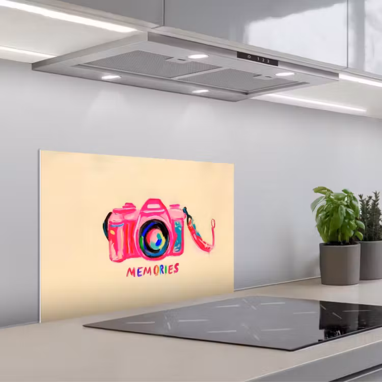 Spatscherm keuken - Camera - Memories - Roze - Geschilderd — 5