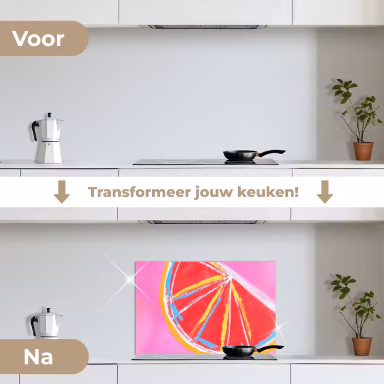 Spatscherm keuken - Grapefruit - Geschilderd - Roze - Strepen — 3