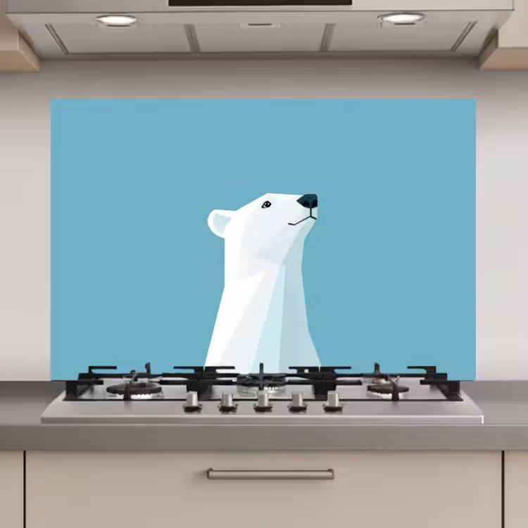 Spatscherm keuken - Ijsbeer - Lichtblauw - Minimalistisch — 1