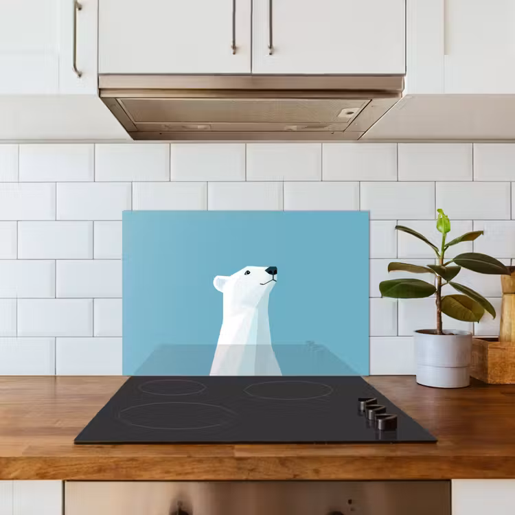 Spatscherm keuken - Ijsbeer - Lichtblauw - Minimalistisch — 6