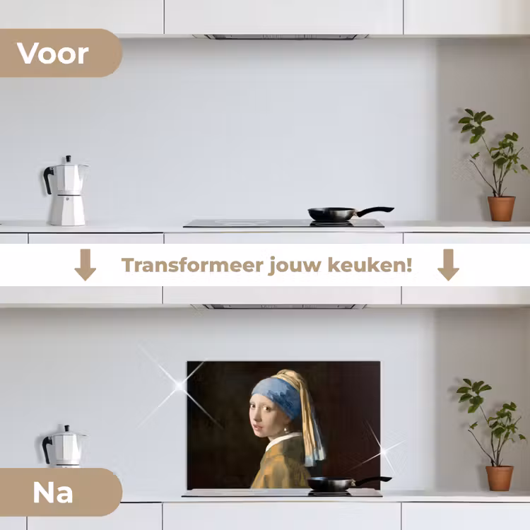Spatscherm keuken - Meisje met de parel - Schilderij - Oude meesters - Vermeer — 3