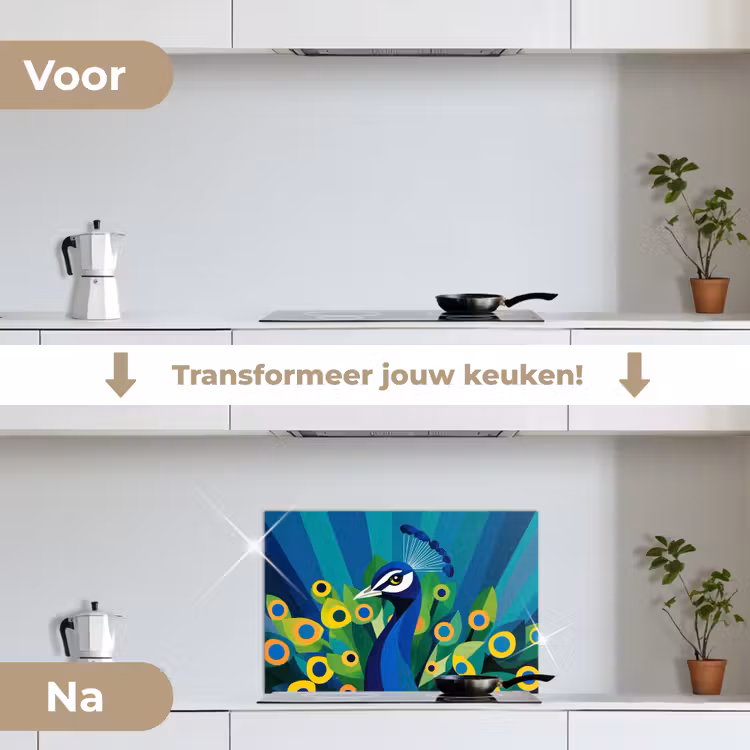 Spatscherm keuken - Pauw - Cirkels - Blauw — 3