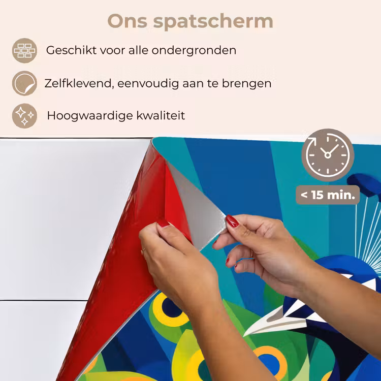 Spatscherm keuken - Pauw - Cirkels - Blauw — 4