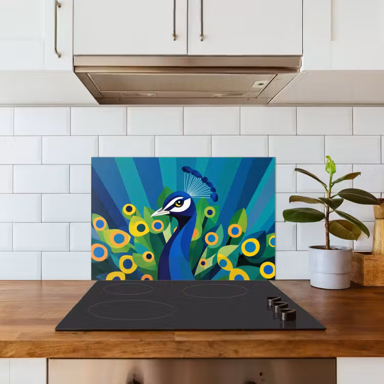 Spatscherm keuken - Pauw - Cirkels - Blauw — 6