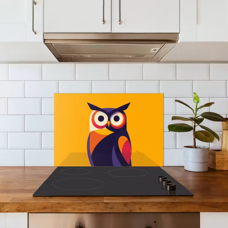 Spatscherm keuken - Uil - Grafisch - Kleurrijk - Ogen — 6
