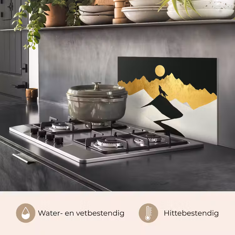 Spatscherm keuken - Wolf - Bergen - Maan - Zwart — 7