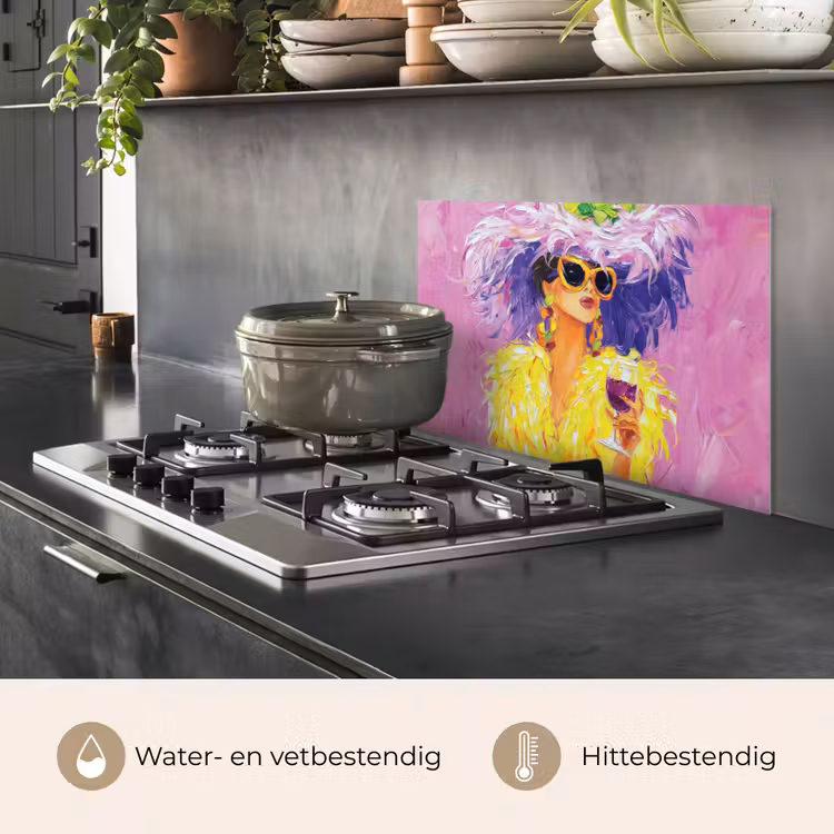 Spatscherm keuken - Zonnebril - Vrouw - Jas - Veren — 7