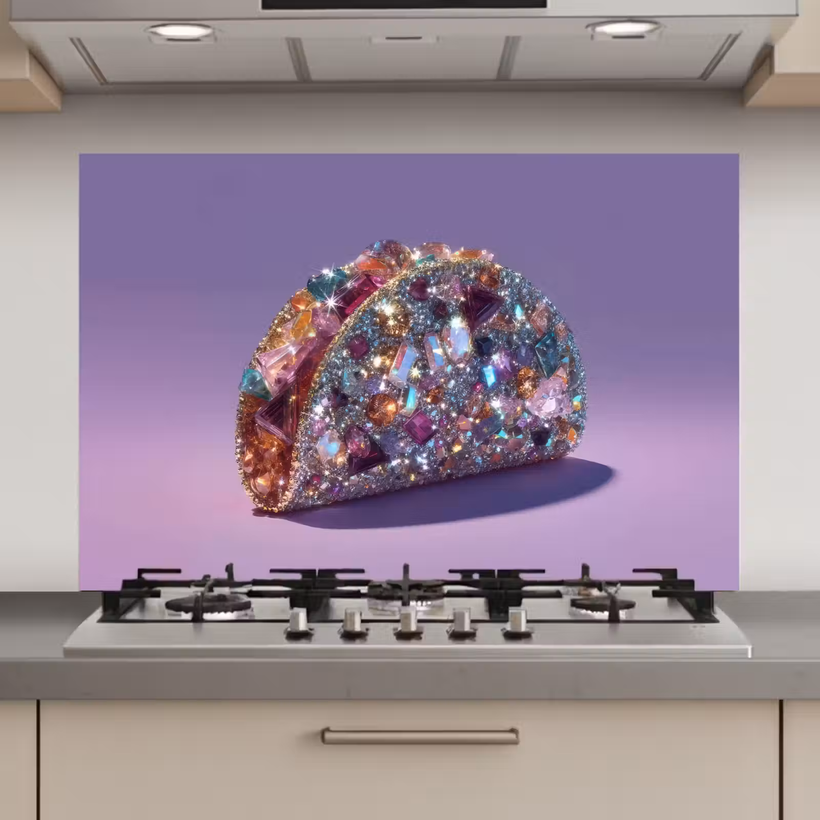 Spatscherm keuken - Edelstenen - Glitters - Paars - Kleurrijk — 1