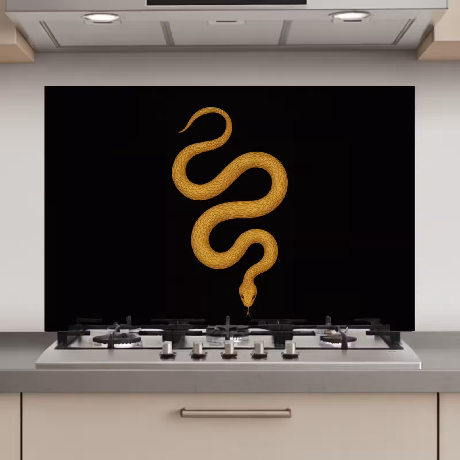 Spatscherm keuken - Slang - Minimalistisch - Goud — 1