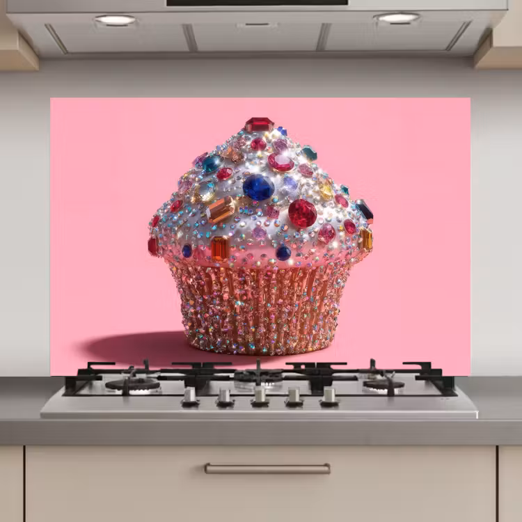 Spatscherm keuken - Cupcake - Kleurrijk - Edelstenen — 1