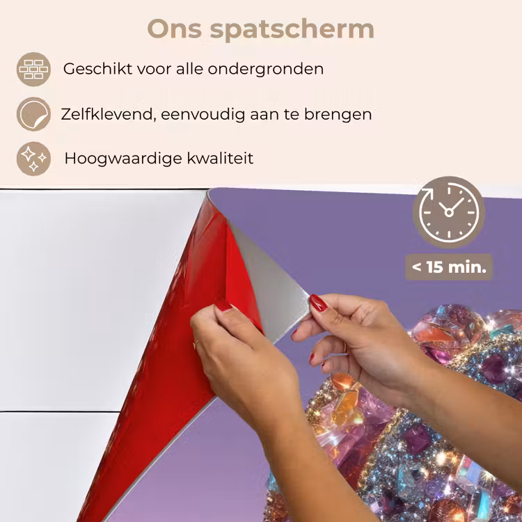 Spatscherm keuken - Edelstenen - Glitters - Paars - Kleurrijk — 4