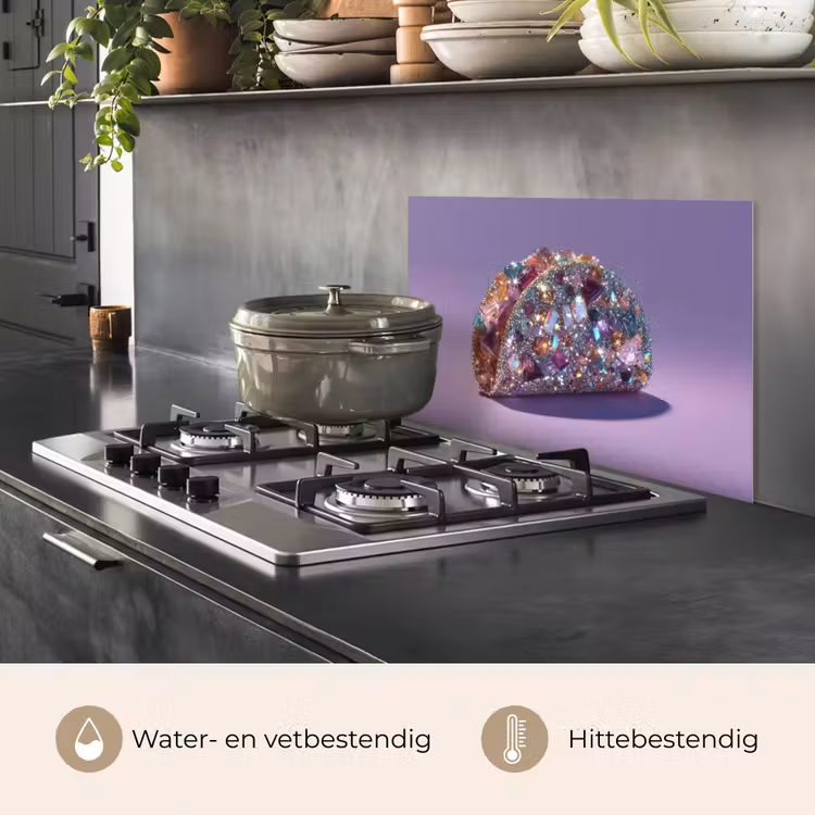 Spatscherm keuken - Edelstenen - Glitters - Paars - Kleurrijk — 7