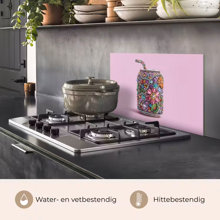 Spatscherm keuken - Frisdrankblikje - Bloemenpatroon - Edelstenen - Kleurrijk — 7