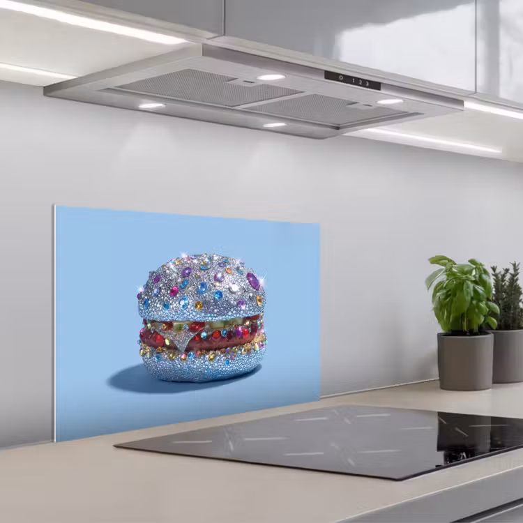 Spatscherm keuken - Glitters - Hamburger - Blauw — 5