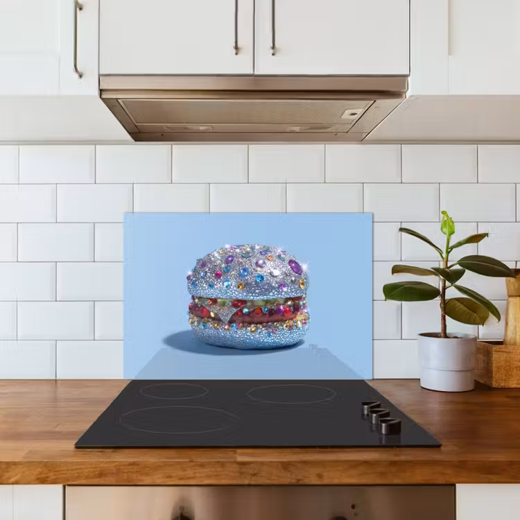 Spatscherm keuken - Glitters - Hamburger - Blauw — 6