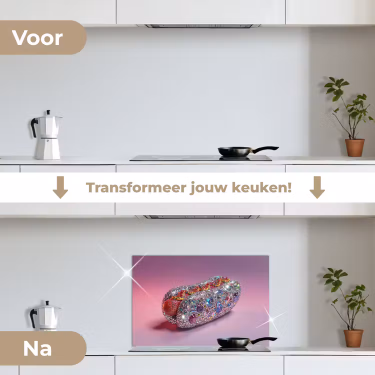 Spatscherm keuken - Hotdog - Steentjes - Glitters - Paars — 3