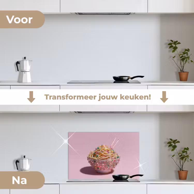 Spatscherm keuken - Noodles - Edelstenen - Stokjes - Roze — 3