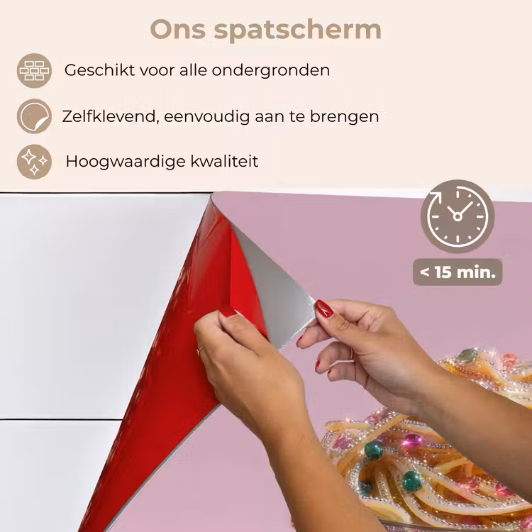 Spatscherm keuken - Noodles - Edelstenen - Stokjes - Roze — 4
