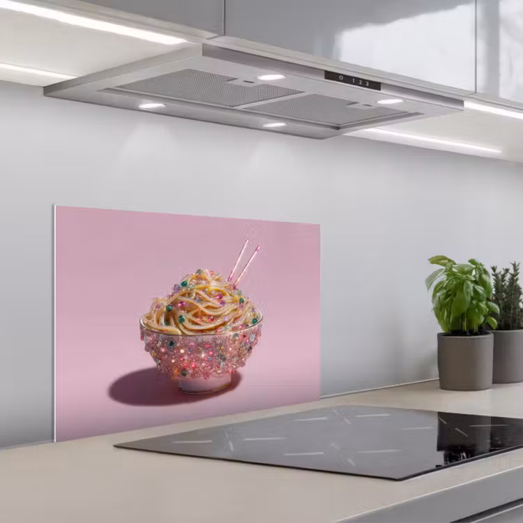 Spatscherm keuken - Noodles - Edelstenen - Stokjes - Roze — 5