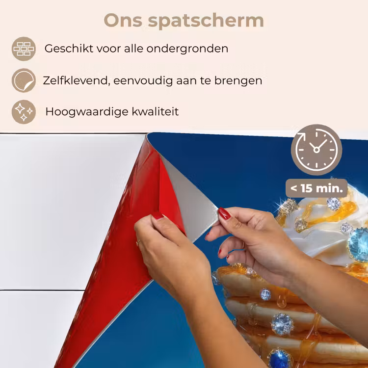 Spatscherm keuken - Pannenkoeken - Steentjes - Glitter - Slagroom — 4