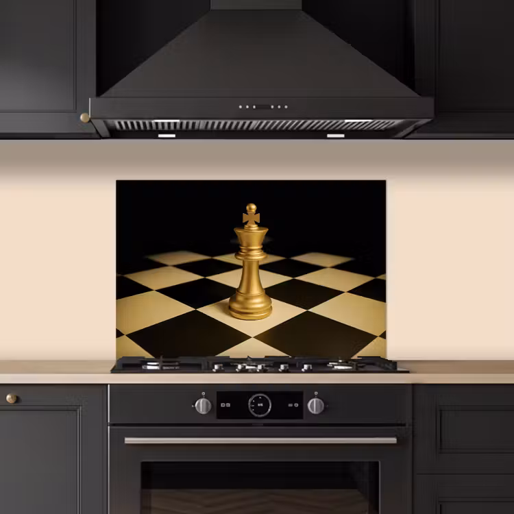 Spatscherm keuken - Schaakstuk - Koning - Schaakbord - Geblokt — 2