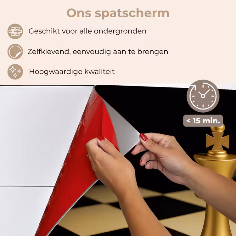 Spatscherm keuken - Schaakstuk - Koning - Schaakbord - Geblokt — 4