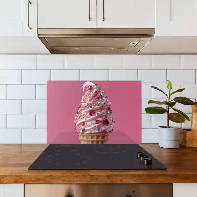 Spatscherm keuken - Softijs - Edelstenen - Roze - Hoorntje — 6