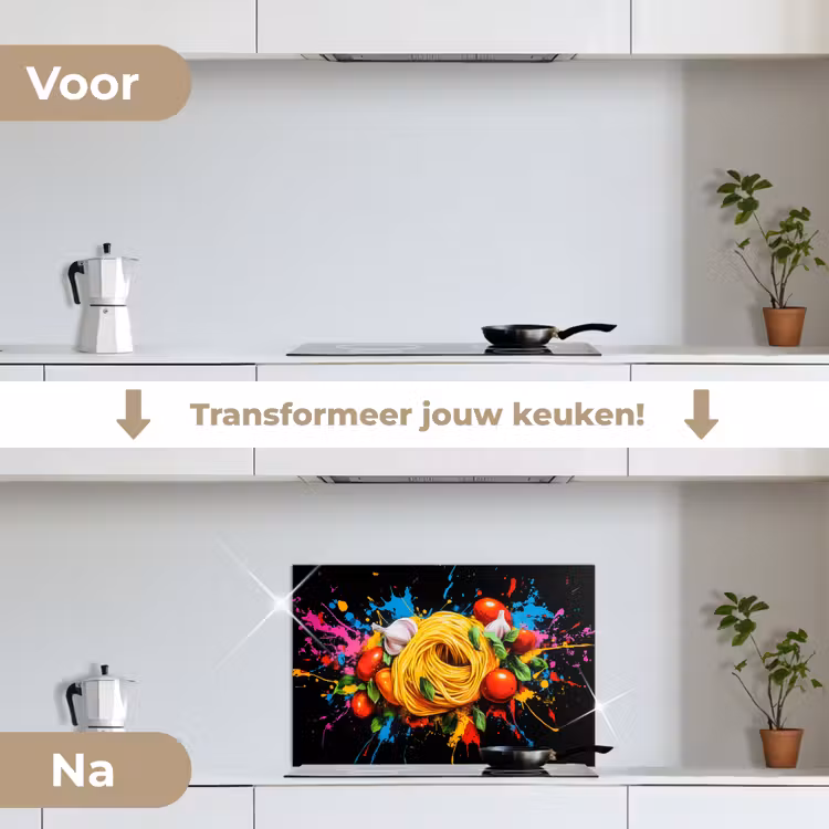 Spatscherm keuken - Spaghetti - Graffiti - Verf - Kleurrijk - Eten - Modern — 3