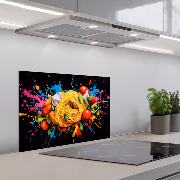 Spatscherm keuken - Spaghetti - Graffiti - Verf - Kleurrijk - Eten - Modern — 5