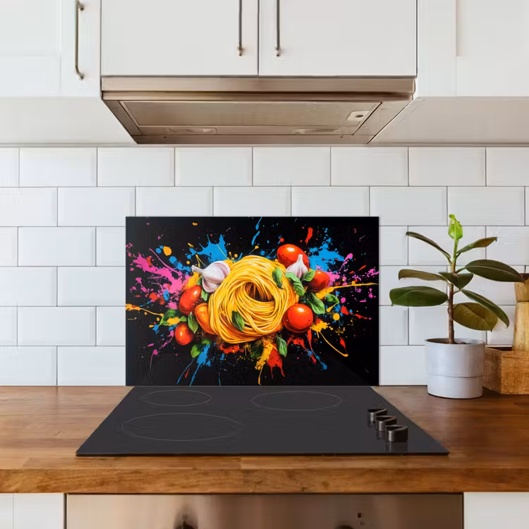 Spatscherm keuken - Spaghetti - Graffiti - Verf - Kleurrijk - Eten - Modern — 6