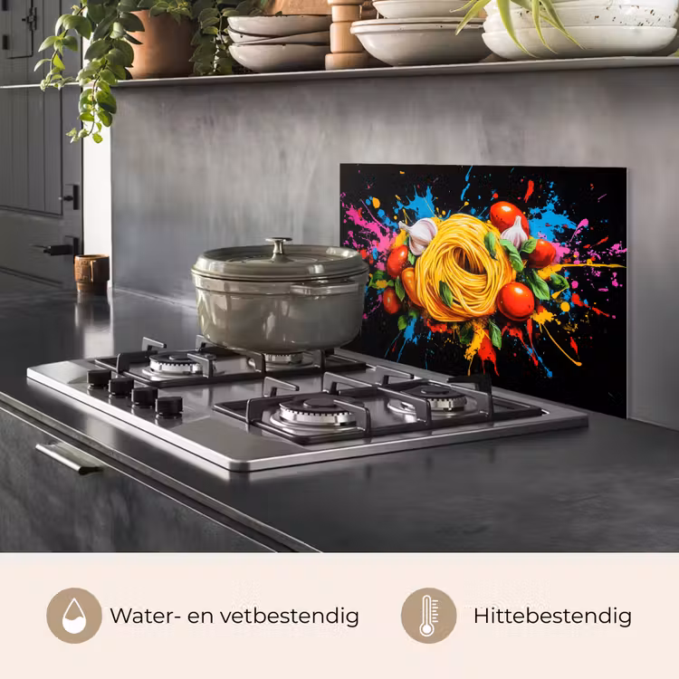Spatscherm keuken - Spaghetti - Graffiti - Verf - Kleurrijk - Eten - Modern — 7