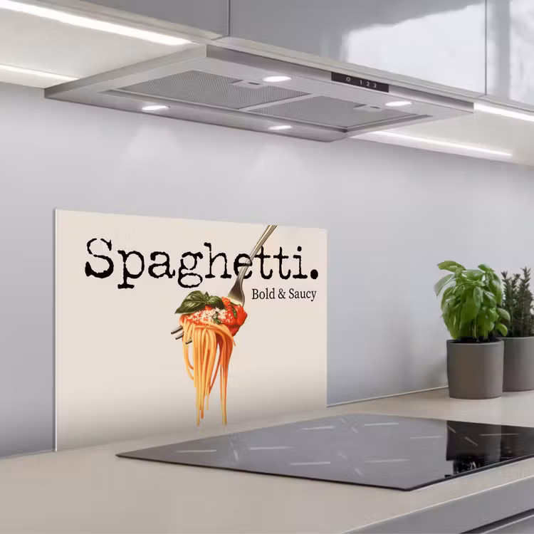 Spatscherm keuken - Spaghetti - tomatensaus - Parmezaanse kaas — 5