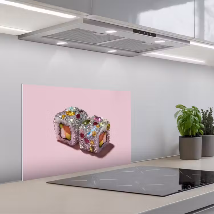 Spatscherm keuken - Sushi - Rolletjes - Steentjes - Kleurrijk — 5
