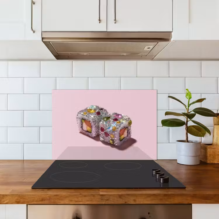 Spatscherm keuken - Sushi - Rolletjes - Steentjes - Kleurrijk — 6