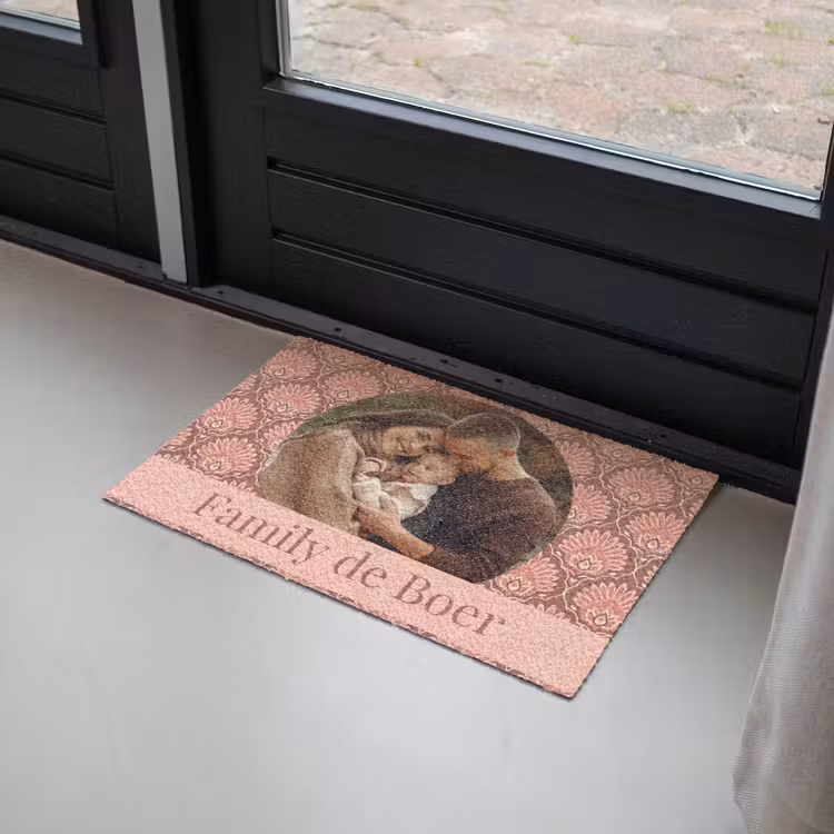 Gepersonaliseerde deurmat - Eigen - Foto - Rond - Balk - Onder — 2