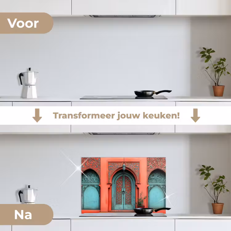 Spatscherm keuken - Lantaarn - Deur - Turquoise — 2