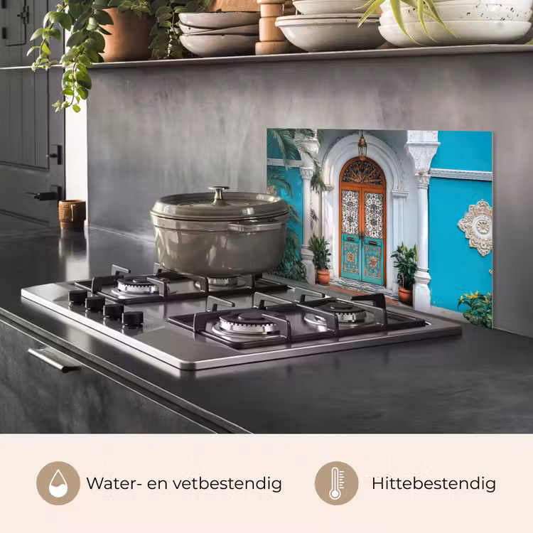 Spatscherm keuken - Zuilen - Sierlijke - Deur - Blauw — 6