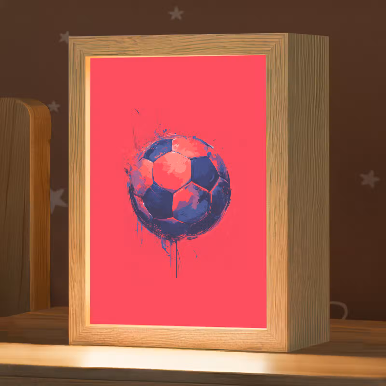 Nachtlampje - Rood - Voetbal - Abstract - Verfspatten — 1