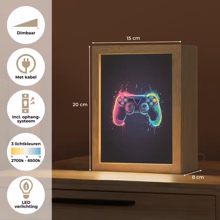 Nachtlampje - Grafisch - Controller - Neon - Verfspatten — 8