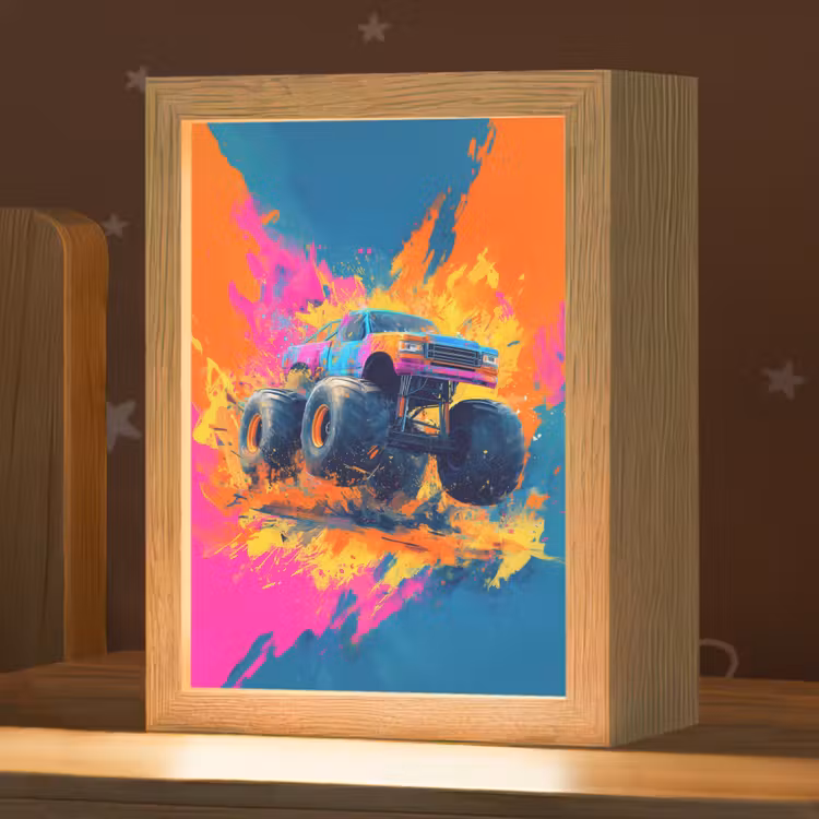 Nachtlampje - Monstertruck - Abstract - Verfspatten - Kleurrijk — 1