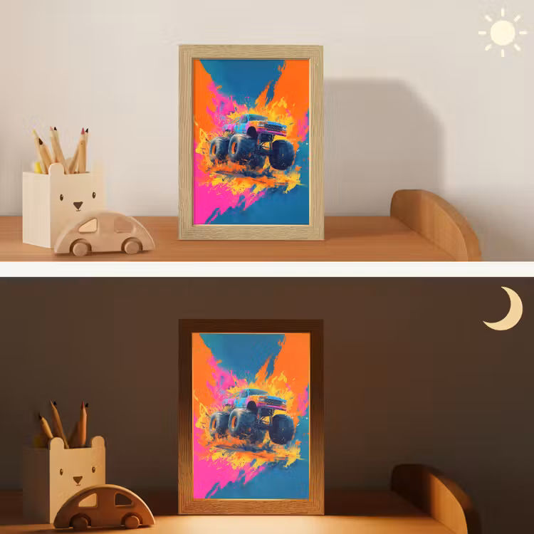 Nachtlampje - Monstertruck - Abstract - Verfspatten - Kleurrijk — 5