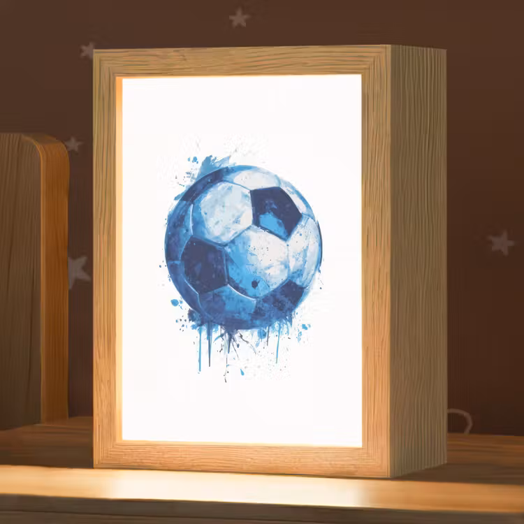 Nachtlampje - Voetbal - Blauw - Inkt - Spatten — 1