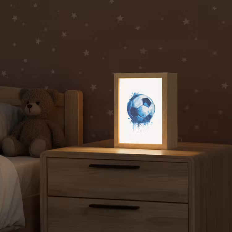 Nachtlampje - Voetbal - Blauw - Inkt - Spatten — 2