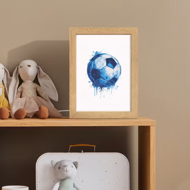 Nachtlampje - Voetbal - Blauw - Inkt - Spatten — 3