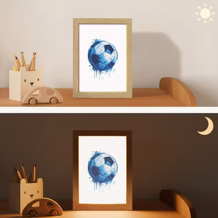 Nachtlampje - Voetbal - Blauw - Inkt - Spatten — 5