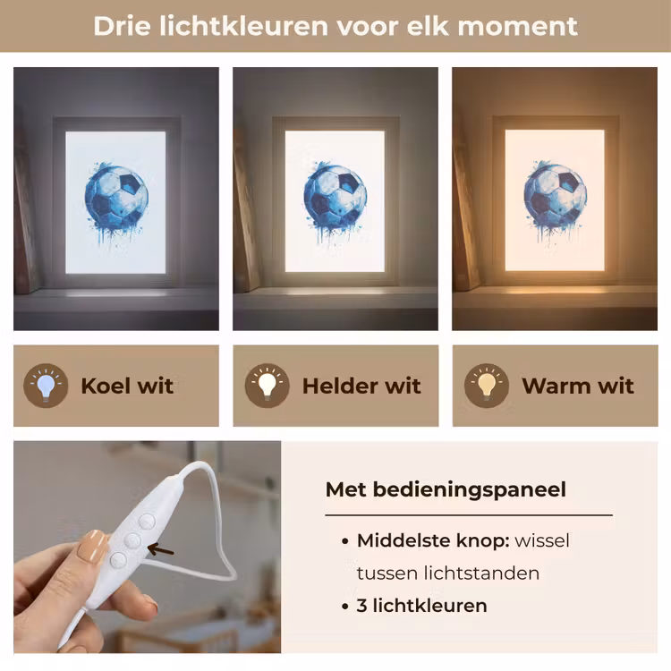 Nachtlampje - Voetbal - Blauw - Inkt - Spatten — 7